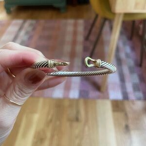 DAVID YURMAN 14k Gold Two-Tone Sterling silver Buckle Classic Cable Bracelet